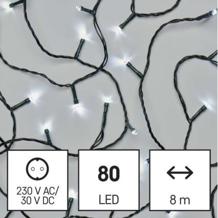 LED božićni spoljašnji niz 80xLED/13m IP44 hladno bela