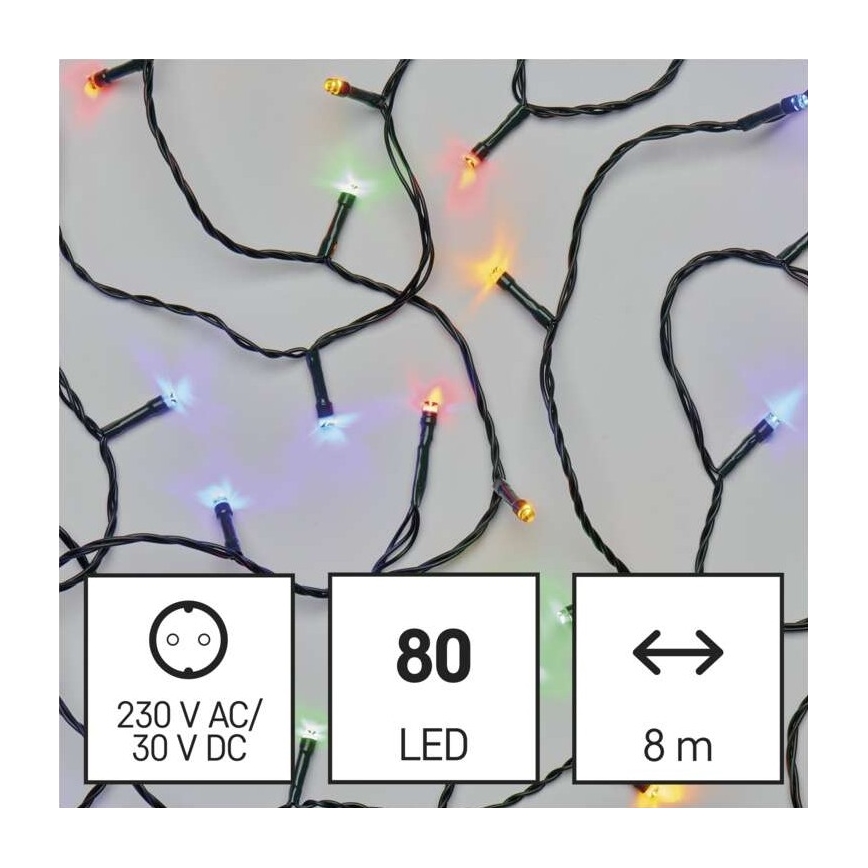 LED božićni spoljni niz 80xLED/13m IP44 višebojan