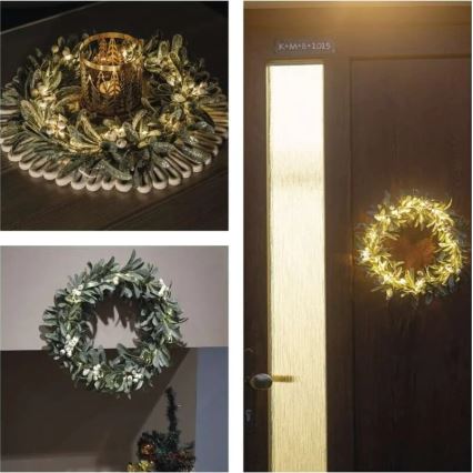 LED božićni venac, 25 LED, na 3x AA baterije, prečnik 35 cm