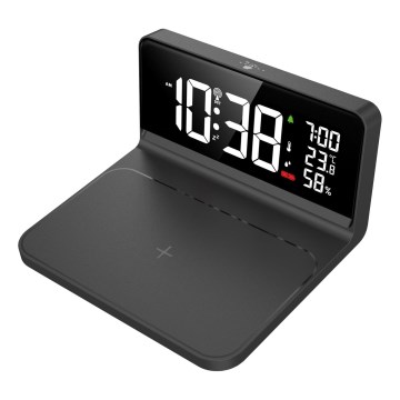 LED budilnik sa LCD ekranom i bežičnim Qi punjenjem LED/10W/230V