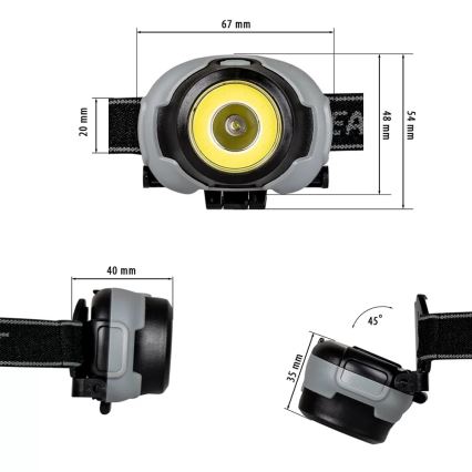 LED Čelna lampa 2xLED/3xAAA IP44 170 lm