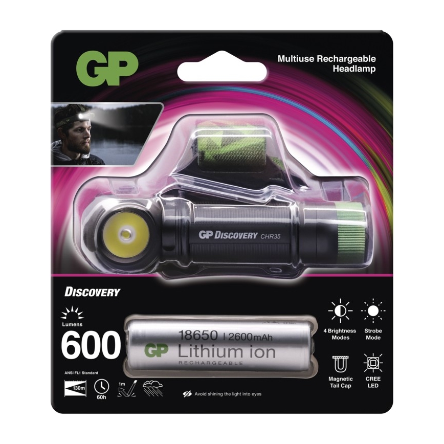 LED čelna lampa GP DISCOVERY CHR35 LED/3,7V/2600mAh