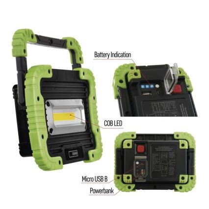 LED COB punjivi reflektor 3,7 V, 3000 mAh, IP44