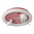 LED dečija prigušiva plafonska svetiljka sa ventilatorom LED/48W/230V 3000/4000/6000K prečnik 50 cm ružičasta + daljinski upravljač