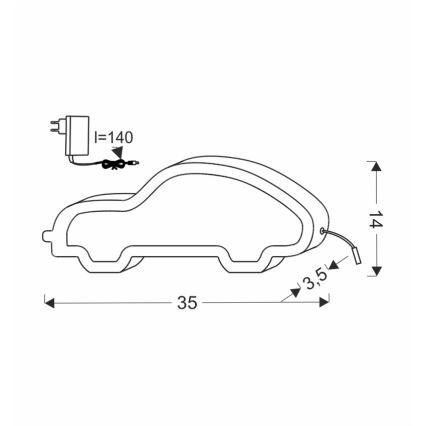 LED dečija stolna lampa CAR LED/11W/230V ružičasta