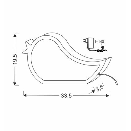 LED dečija stona lampa BIRD LED/12W/230V ružičasta