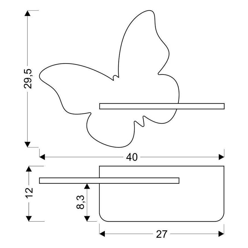 LED dečije zidno svetlo sa policom BUTTERFLY LED/5W/230V ružičasto/drvo,