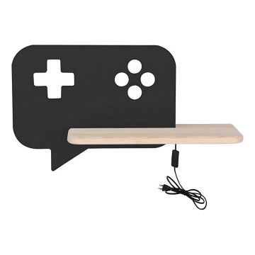 LED dečija zidna svetiljka sa policom CONSOLE LED/5W/230V crna,