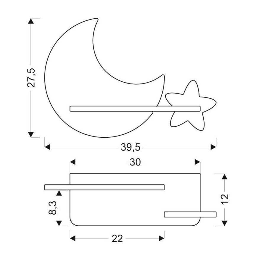 LED dečija zidna svetiljka sa policom MOON LED/5W/230V,