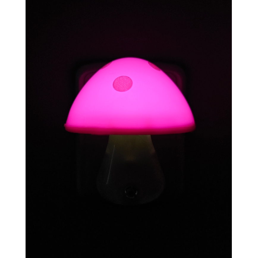 LED dečije noćno svetlo sa senzorom sumraka LED/0,5W/230V u obliku pečurke