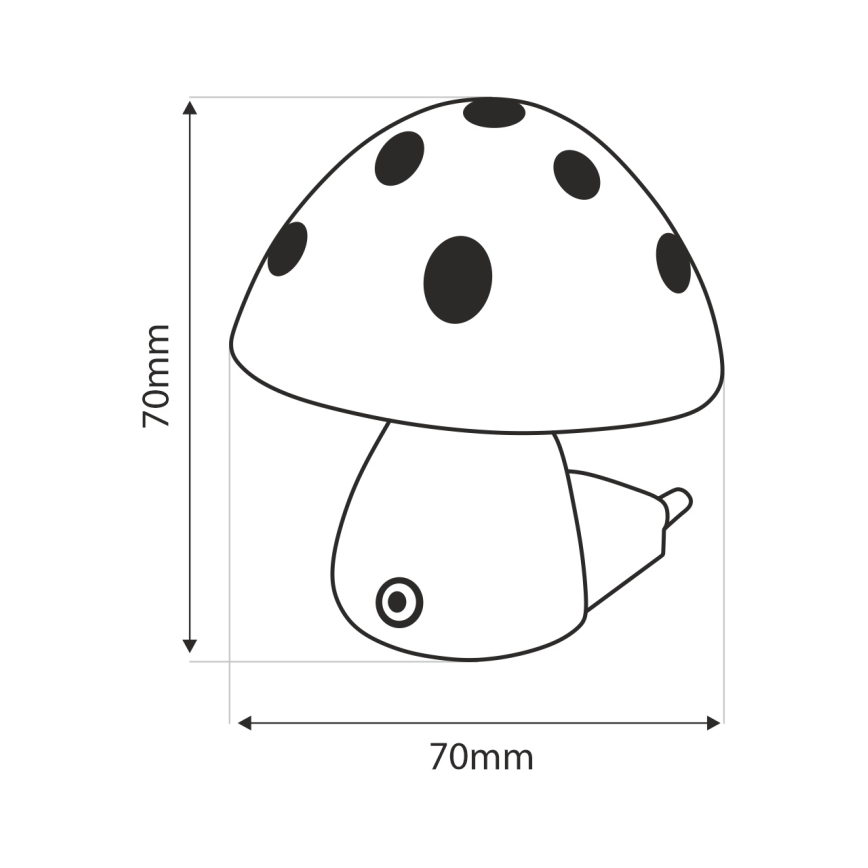 LED dečije noćno svetlo sa senzorom sumraka LED/0,5W/230V u obliku pečurke