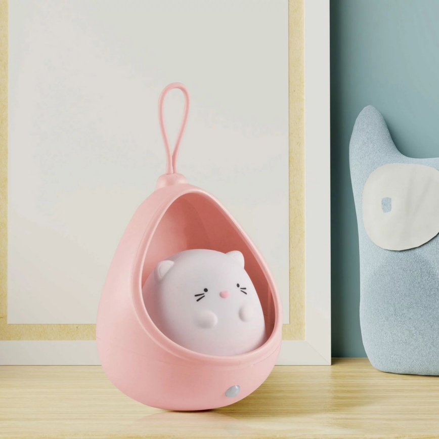 LED dečije orijentaciono svetlo sa senzorom KITTY LED/0,5W/5V USB 1200 mAh roze