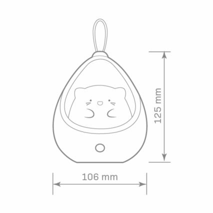 LED dečije orijentaciono svetlo sa senzorom KITTY LED/0,5W/5V USB 1200 mAh roze