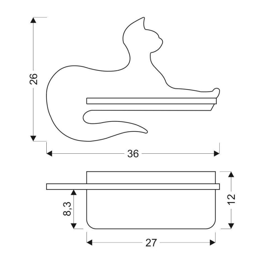 LED dečije zidno svetlo sa policom BLACK CAT LED/5W/230V,