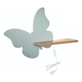 LED dečije zidno svetlo sa policom BUTTERFLY LED/5W/230V zelena/drvo,