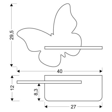 LED dečije zidno svetlo sa policom BUTTERFLY LED/5W/230V zelena/drvo,