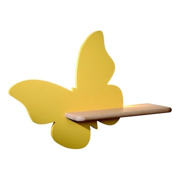 LED dečije zidno svetlo sa policom BUTTERFLY LED/5W/230V žuto/drvo,