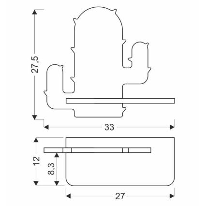LED dečje zidno svetlo sa policom CACTUS LED/4W/230V zeleno/drvo,