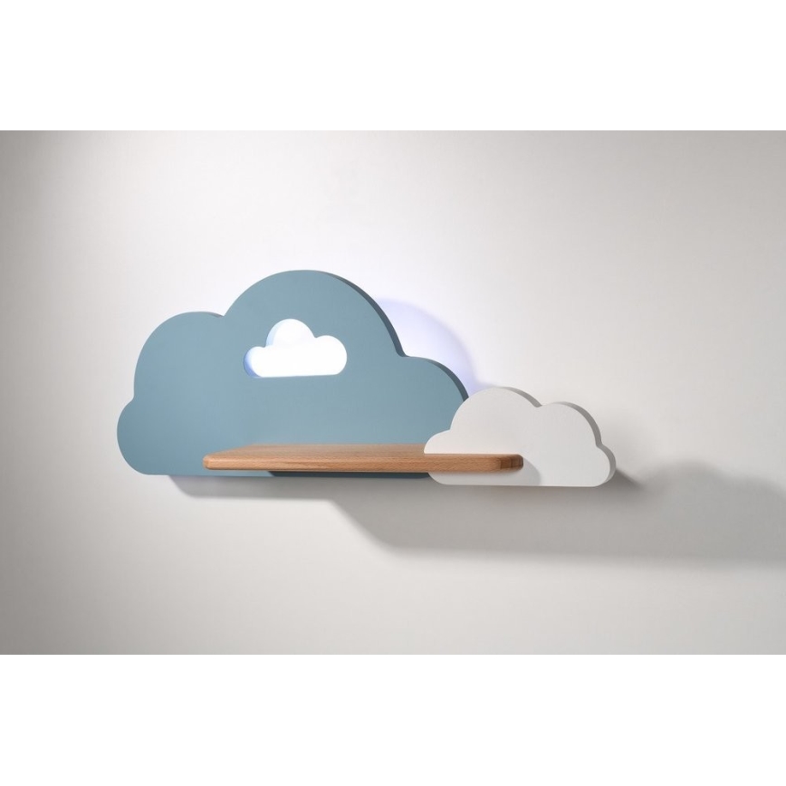 LED Dečije zidno svetlo sa policom CLOUD LED/5W/230V plavo/belo,