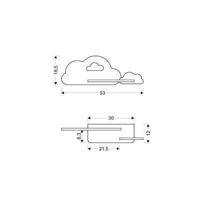 LED Dečije zidno svetlo sa policom CLOUD LED/5W/230V ružičasto/belo,
