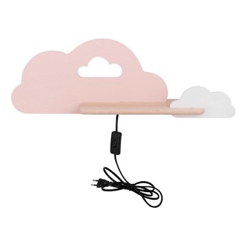 LED dečije zidno svetlo sa policom CLOUD LED/5W/230V, ružičasto/belo,