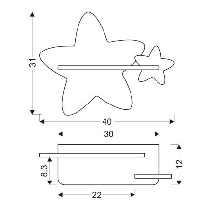 LED Dečije zidno svetlo sa policom STAR LED/5W/230V,