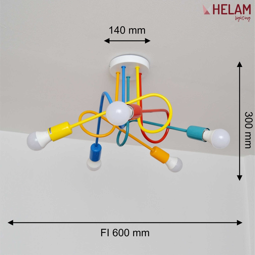 LED dečiji plafonski luster OXFORD 5xE27/15W/230V