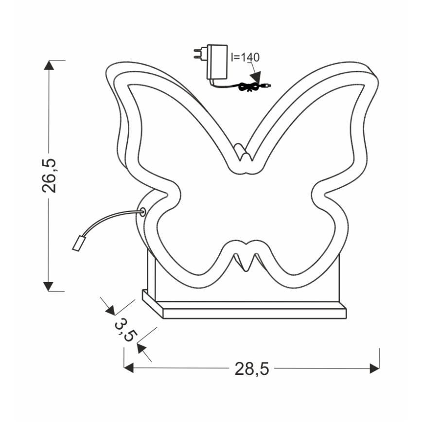 LED Dečja stona lampa BUTTERFLY LED/14W/230V ružičasta