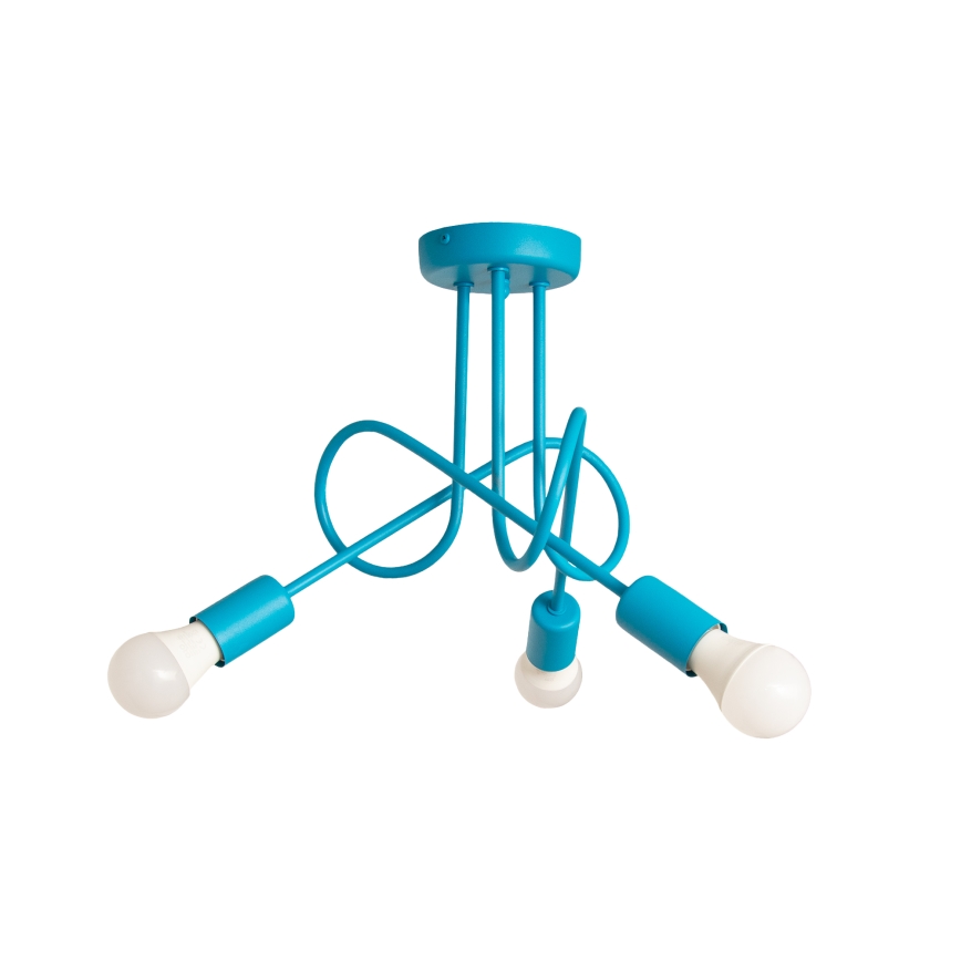 LED dečji plafonski luster OXFORD, površinski montiran, 3xE27/15W/230V, plavi