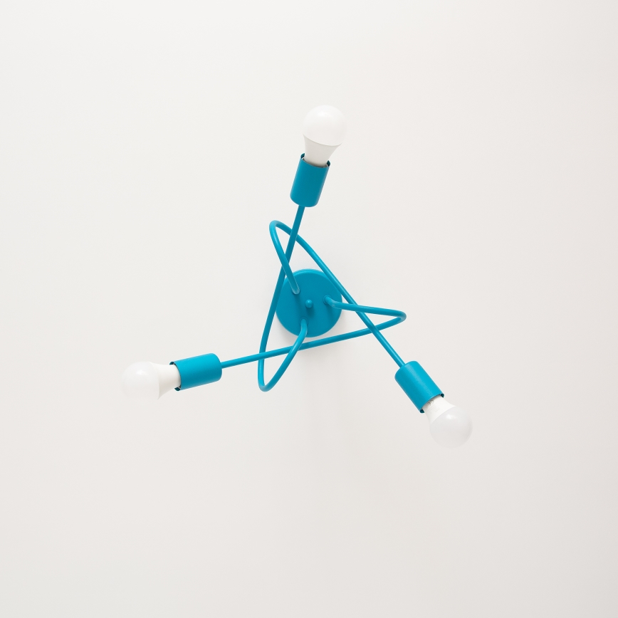 LED dečji plafonski luster OXFORD, površinski montiran, 3xE27/15W/230V, plavi