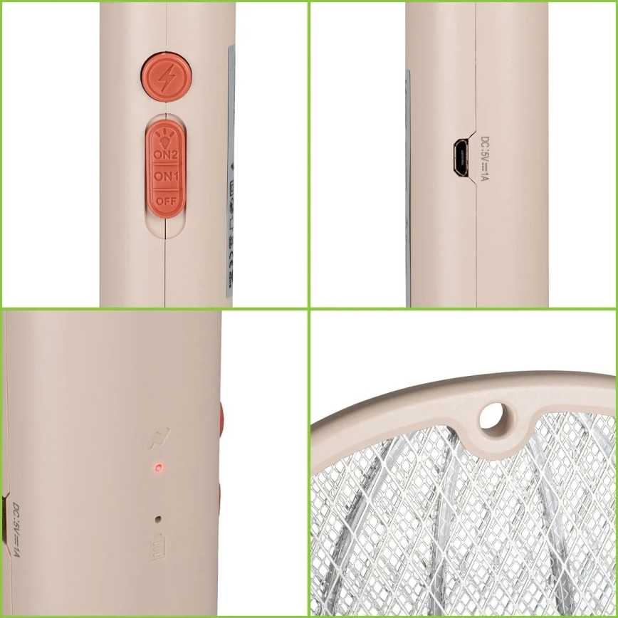 LED električni lapač insekata 2 u 1, 500 mAh/5V, bež