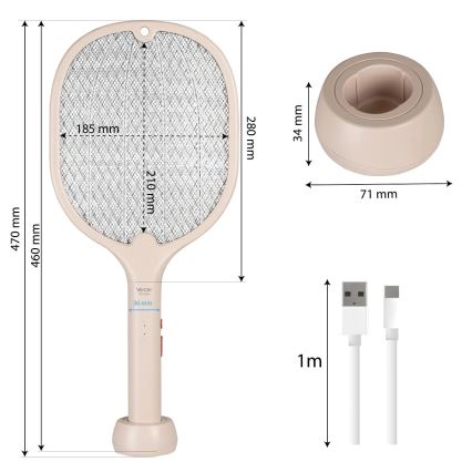 LED električni lapač insekata 2 u 1, 500 mAh/5V, bež