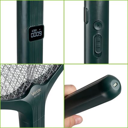 LED električni lapač insekata 2 u 1 sa LCD displejem 1200 mAh/5V zelena