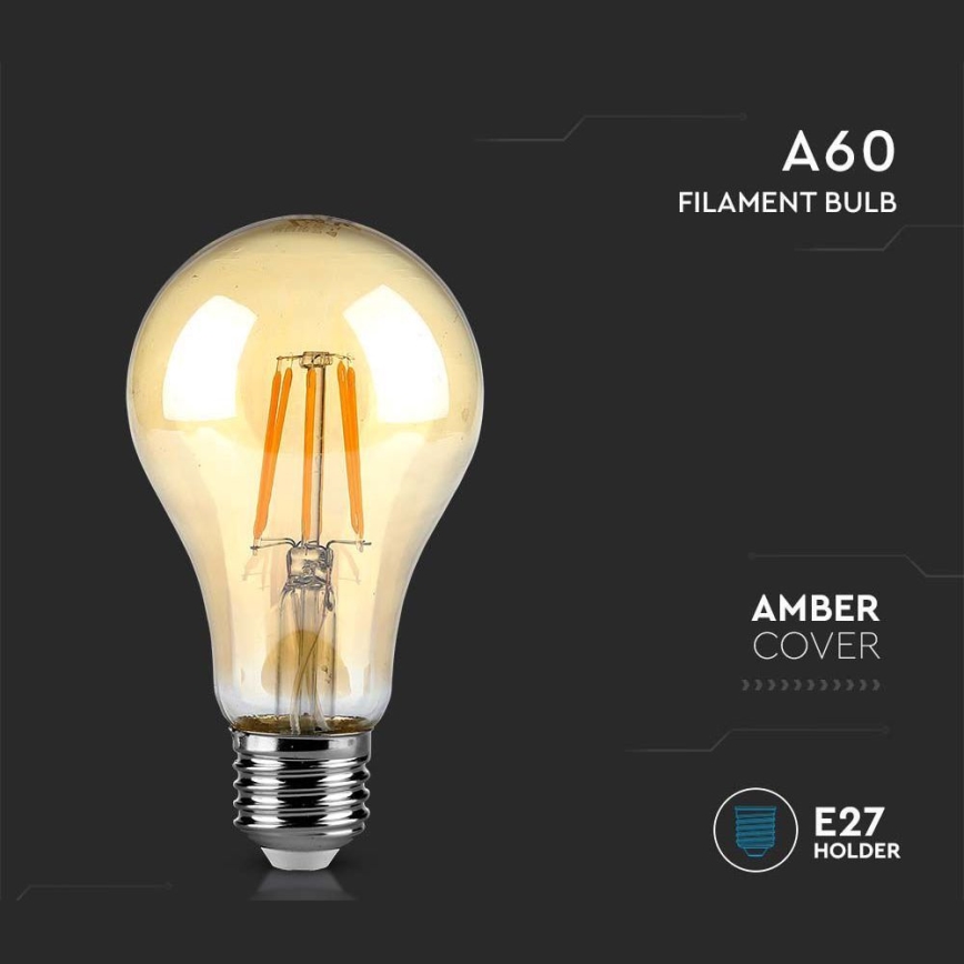 LED filament sijalica AMBER A67 E27/10W/230V 2200K