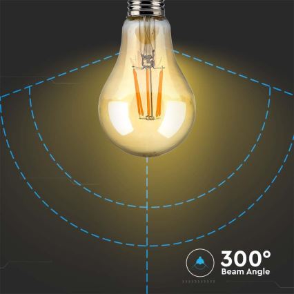LED filament sijalica AMBER A67 E27/10W/230V 2200K