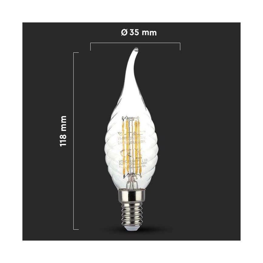 LED filament sijalica E14/4W/230V 3000K