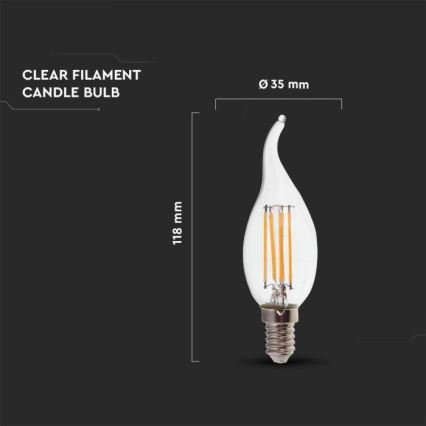 LED Filament sijalica E14/4W/230V 4000K