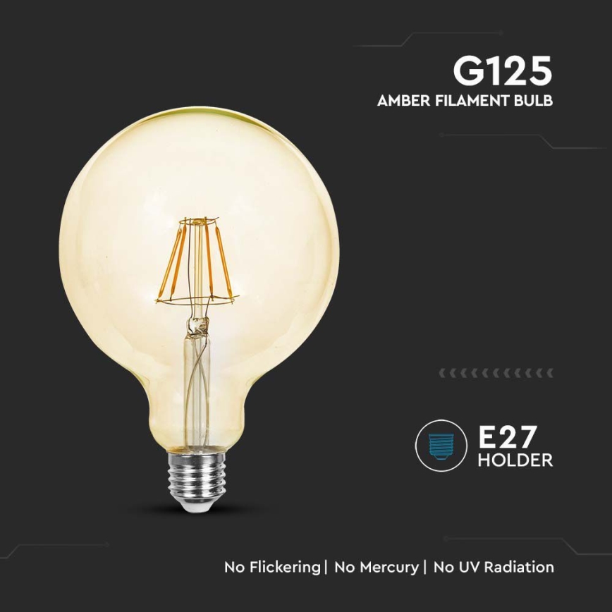 LED filament sijalica G125 E27/12W/230V 2200K