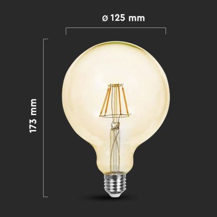 LED filament sijalica G125 E27/12W/230V 2200K