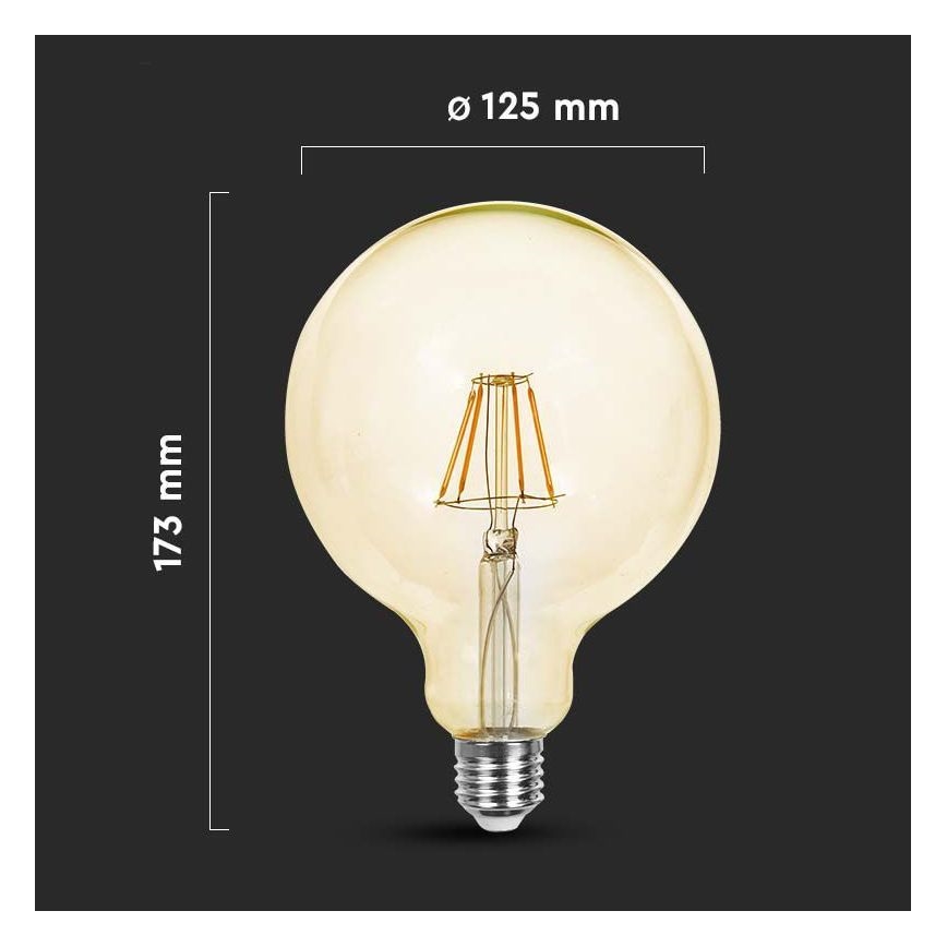 LED filament sijalica G125 E27/12W/230V 2200K