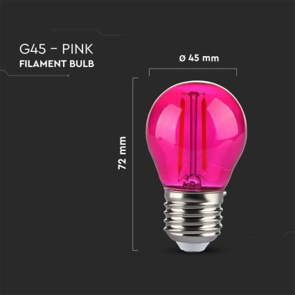 LED FILAMENT sijalica G45 E27/2W/230V ružičasta