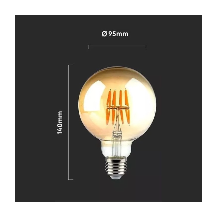 LED filament sijalica G95 E27/8W/230V 2200K