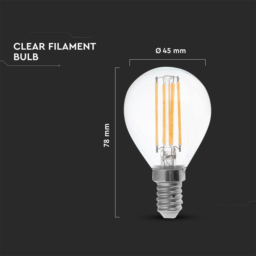 LED filament sijalica P45 E14/6W/230V 2700K