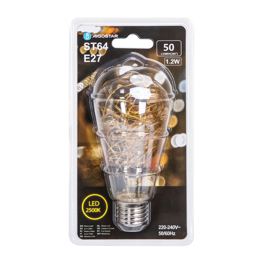 LED filament sijalica ST64 E27/1,2W/230V 2500K - Aigostar