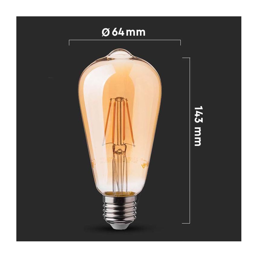 LED filament sijalica ST64 E27/6W/230V 2200K