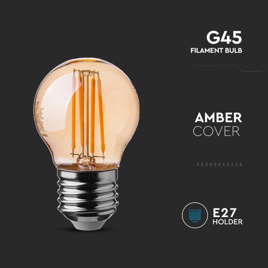 LED filamentna sijalica jantarna G45 E27/4W/230V 2200K