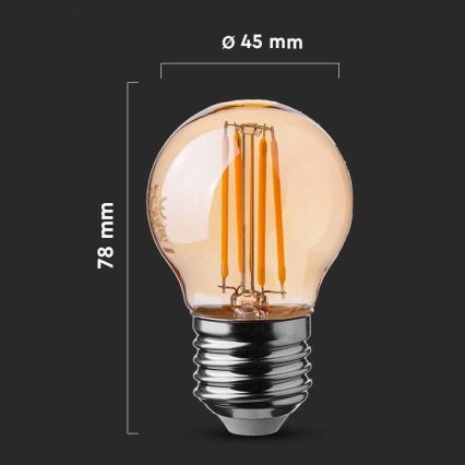 LED filamentna sijalica jantarna G45 E27/4W/230V 2200K