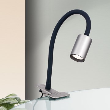 LED fleksibilna stona lampa sa klipsom KURT LED/5W/230V srebrna