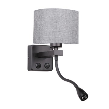 LED fleksibilna svetiljka POLO 1xE27/40W+LED/2W 230V crna