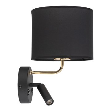 LED fleksibilna svetiljka RICHI 1xE27/15W/230V + LED/3W/230V crna